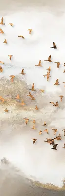 Roller blind for large window A flock of birds design