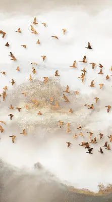 Roller blind for large window A flock of birds design