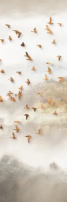 Roller blind for large window A flock of birds design