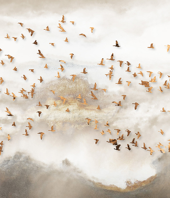 Roller blind for large window A flock of birds