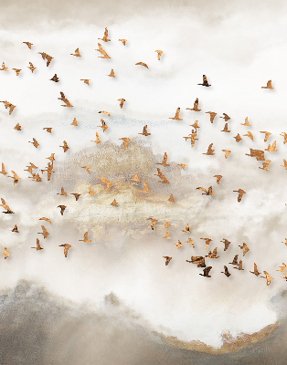 Roller blind for large window A flock of birds