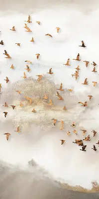 Roller blind for large window A flock of birds design