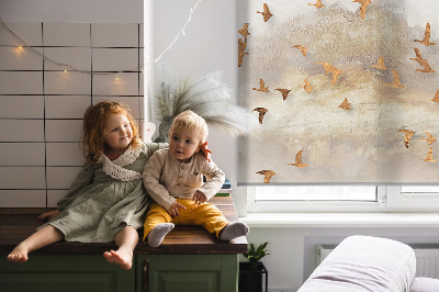 Roller blind for large window A flock of birds