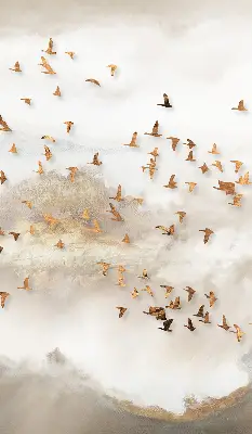 Roller blind for large window A flock of birds design