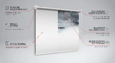 Fabric roller blind painted mountains design