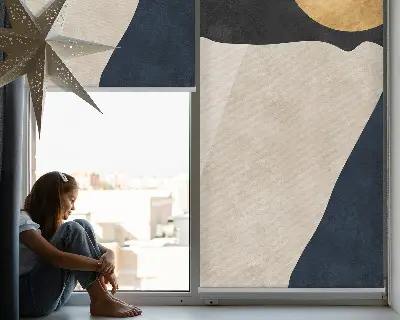 Roller blind for large window with modern abstraction print