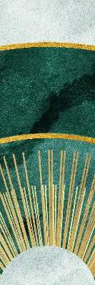 Fabric roller blind with a semicircle within a semicircle design
