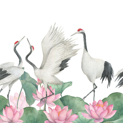 Modern roller blind Cranes in the lilies