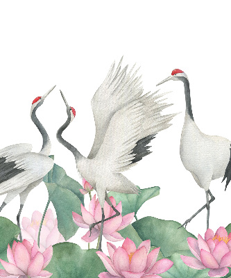 Modern roller blind Cranes in the lilies