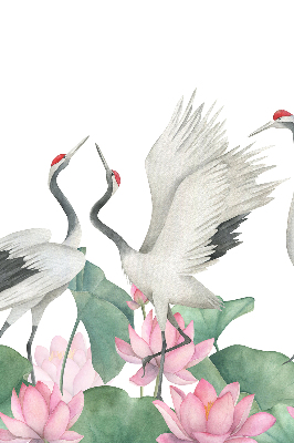 Modern roller blind Cranes in the lilies