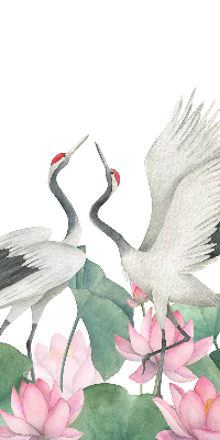Modern roller blind Cranes in the lilies