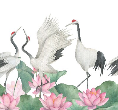 Modern roller blind Cranes in the lilies