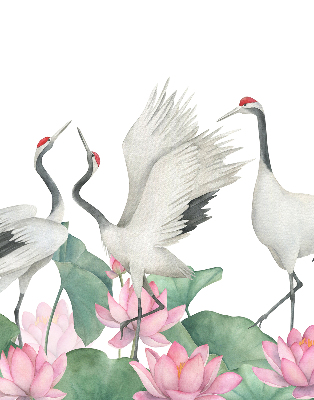 Modern roller blind Cranes in the lilies