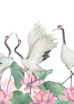 Modern roller blind Cranes in the lilies