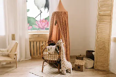 Modern roller blind with Cranes in the lilies print