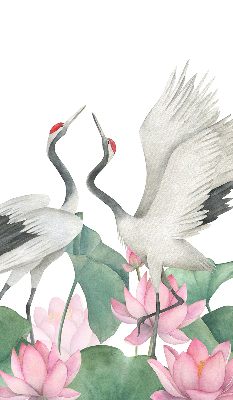 Modern roller blind Cranes in the lilies