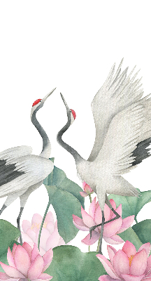 Modern roller blind Cranes in the lilies