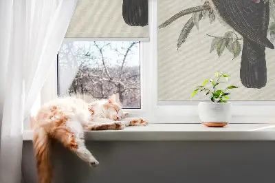 Roller blind for large window birds on a branch pattern