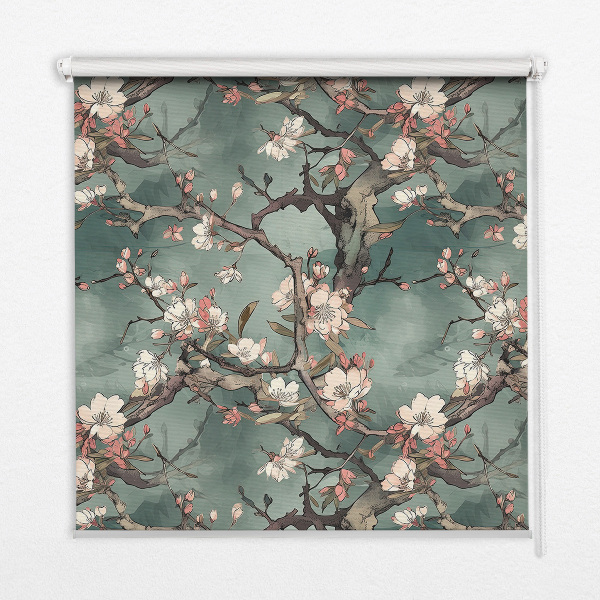 Fabric roller blind Flowers on the tree