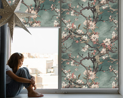 Fabric roller blind Flowers on the tree