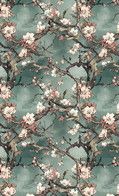 Fabric roller blind Flowers on the tree