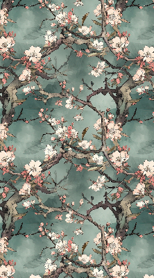 Fabric roller blind Flowers on the tree