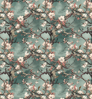 Fabric roller blind Flowers on the tree
