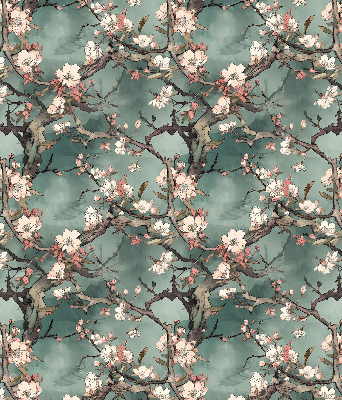 Fabric roller blind Flowers on the tree