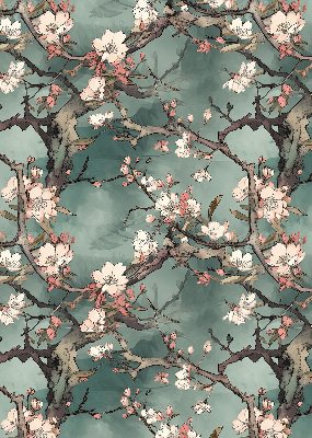 Fabric roller blind Flowers on the tree
