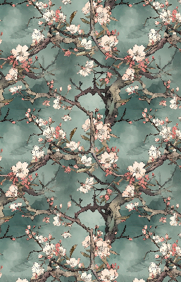 Fabric roller blind Flowers on the tree
