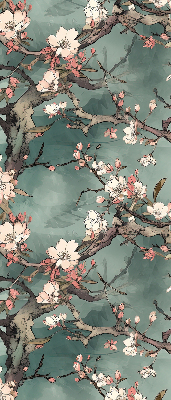 Fabric roller blind Flowers on the tree