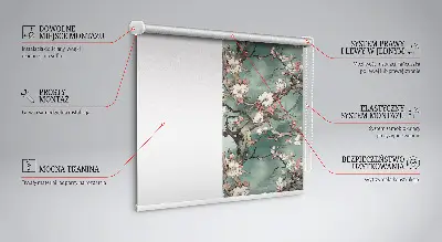 Fabric roller blind with a flowers on the tree pattern