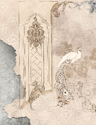 Modern roller blind with vintage bird pattern