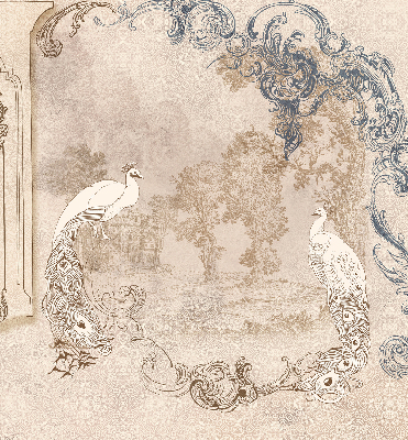 Modern roller blind with vintage bird pattern