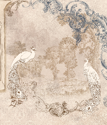 Modern roller blind with vintage bird pattern