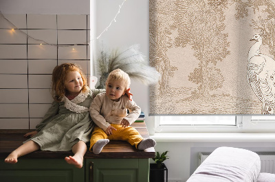 Modern roller blind Vintage birds