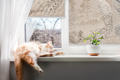 Modern roller blind with vintage bird pattern