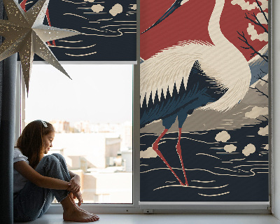 Roller blind for large window Crane in the water