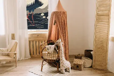 Roller blind for large windows crane in the water pattern