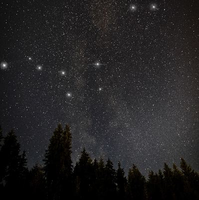 Modern roller blind with stars in the sky pattern