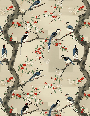 Fabric roller blind Birds on a tree