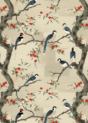 Fabric roller blind Birds on a tree