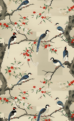 Fabric roller blind Birds on a tree