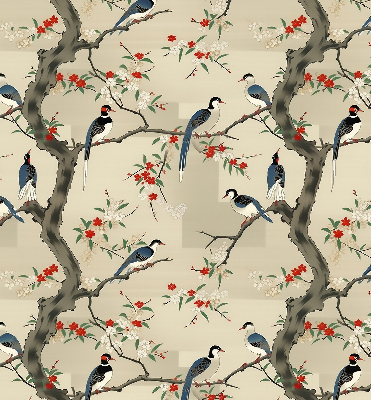 Fabric roller blind Birds on a tree