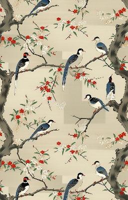 Fabric roller blind Birds on a tree