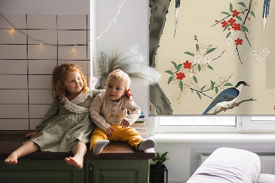 Fabric roller blind Birds on a tree