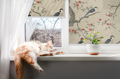 Fabric roller blind Birds on a tree