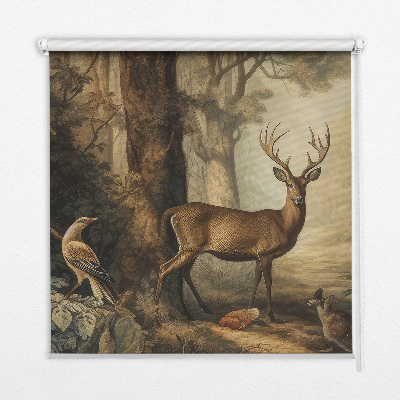 Modern roller blind Animals in the forest