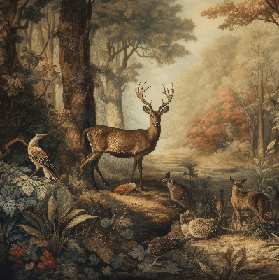Modern roller blind Animals in the forest