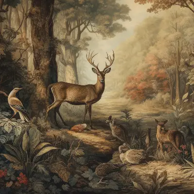 Modern roller blind animals in the forest print